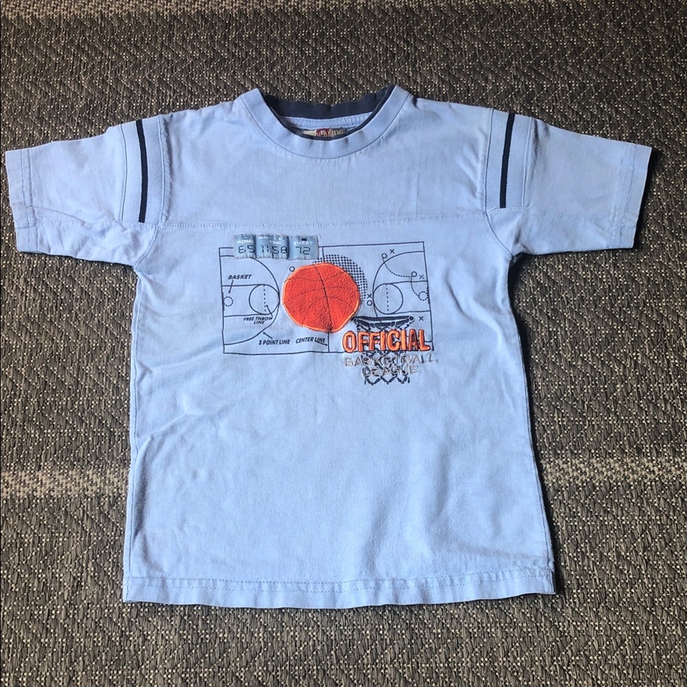 Boys Light Blue Basketball Graphic Short Sleeve Tee